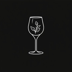 single line trendy minimalist elegant wineglass logo sign with silhouette for conspicuous flat modern logotype design