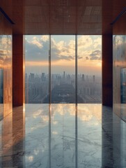 view of the city skyline from the window