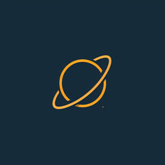 single line trendy minimalist planet Saturn logo sign with silhouette for conspicuous flat modern logotype design