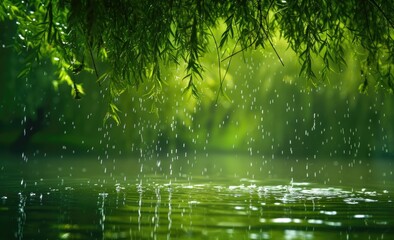 Fototapeta na wymiar rain drops , dew drops on tree