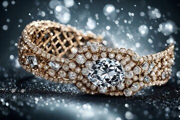 A stunning close-up of a diamond bracelet, the HD camera capturing the intricate details and sparkle of the diamonds in mesmerizing