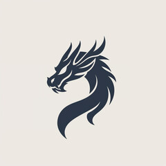 single line trendy minimalist dragon head logo sign with silhouette for conspicuous flat modern logotype design