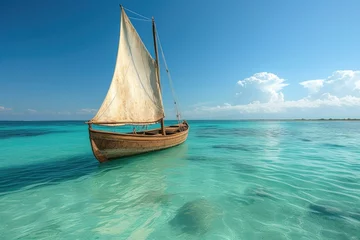 Fototapeten sailing boat on the sea.  travel catalogue photography of madagascar, Zanzibar  © Denis