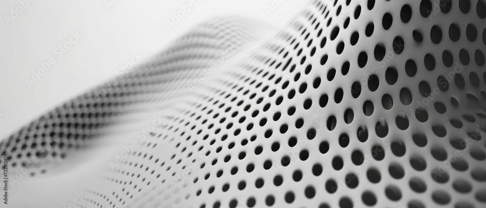 Poster black dots in progression on a gray background. abstract background or screensaver on pc. ai generat