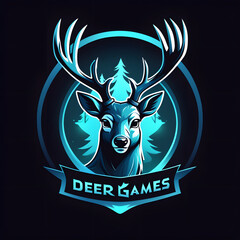 Deer Gamer logo with dark background , illustration, vector