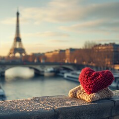 Love with Eiffel tower city - obrazy, fototapety, plakaty