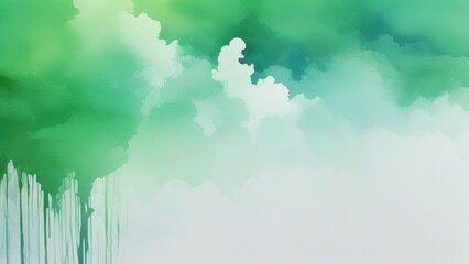 blue green and white watercolor background with abstract cloudy sky concept with color splash design and fringe bleed stains and blobs
