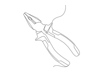 cutting pliers in Continuous one line drawing support, maintenance. Hand drawn vector illustration
 - Powered by Adobe