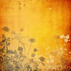 mustard abstract floral background with natural grunge textures