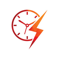 Flash time vector logo design. Thunder time logo icon vector.