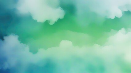 blue green and white watercolor background with abstract cloudy sky concept with color splash design and fringe bleed stains and blobs