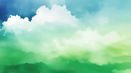 blue green and white watercolor background with abstract cloudy sky concept with color splash design and fringe bleed stains and blobs