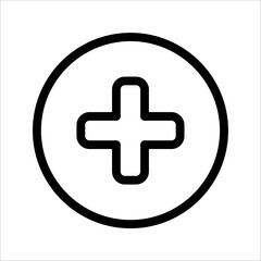 Cross Sign Plus Add Additional Mathematics Additional Mathematics Icon Black and White Line Symbol Artwork Vector Illustration Clipart