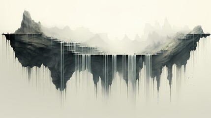 A minimalist interpretation of a cascading waterfall.