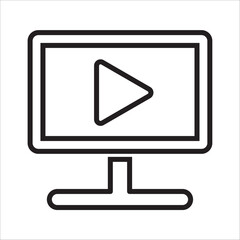 led television icon vector flat line illustration