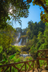 Tee Lor Su waterfall in the north of Thailand from tourist view point, this waterfall locate in rain forest.