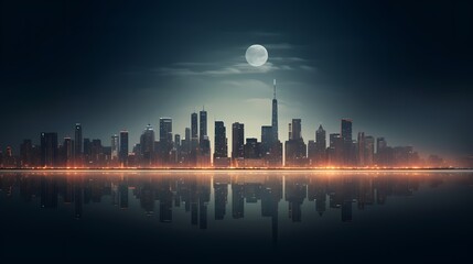 A minimalist interpretation of a city skyline at night.