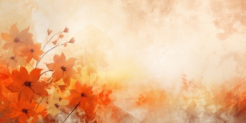 orange abstract floral background with natural grunge textures