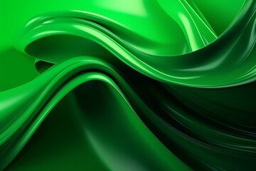 Green abstract background with shiny dynamic ripples.