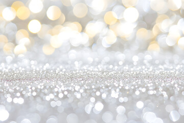 White and gold glitter shines beautifully on a white background.