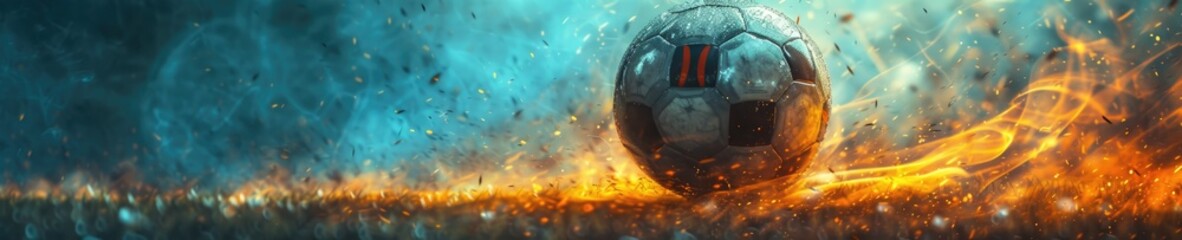 Football on world tournament for banner. champion tournament banner. Generative AI - obrazy, fototapety, plakaty