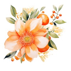 Obraz na płótnie Canvas Orange several pattern flower, sketch, illust, abstract watercolor, flat design