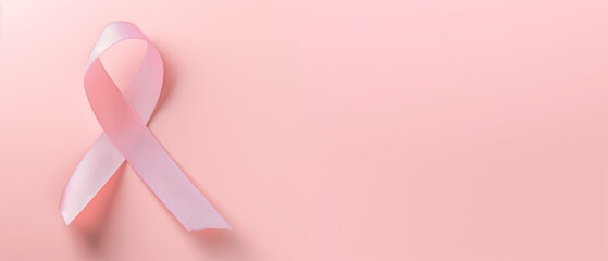 PINK RIBBON, SYMBOL OF THE FIGHT AGAINST CANCER. PINK BACKGROUND.