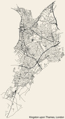 Street roads map of the ROYAL BOROUGH OF KINGSTON UPON THAMES, LONDON