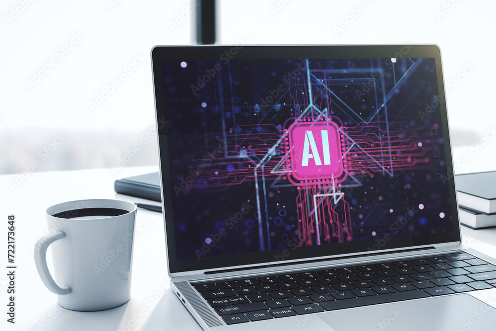 Leinwandbilder creative artificial intelligence symbol concept on modern computer monitor. 3d rendering
