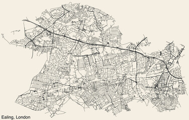 Street roads map of the BOROUGH OF EALING, LONDON