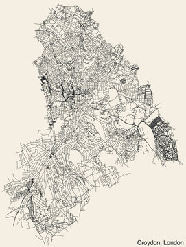 Street roads map of the BOROUGH OF CROYDON, LONDON