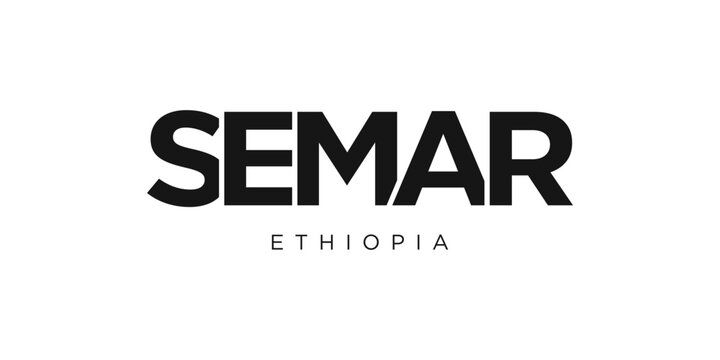Semar in the Ethiopia emblem. The design features a geometric style, vector illustration with bold typography in a modern font. The graphic slogan lettering.