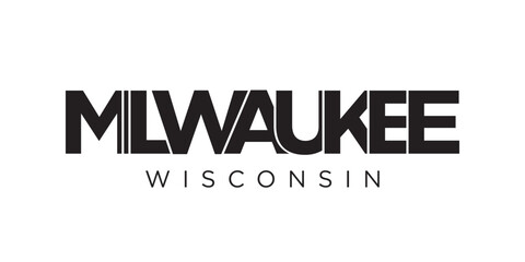 Milwaukee, Wisconsin, USA typography slogan design. America logo with graphic city lettering for print and web.