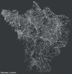 Street roads map of the BOROUGH OF BROMLEY, LONDON