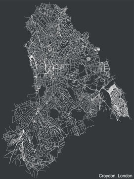 Street roads map of the BOROUGH OF CROYDON, LONDON