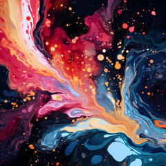 Abstract swirls of paint creating a cosmic effect.