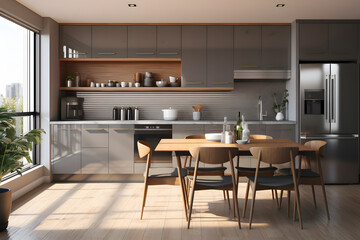 kitchen with sleek minimalist cabinets