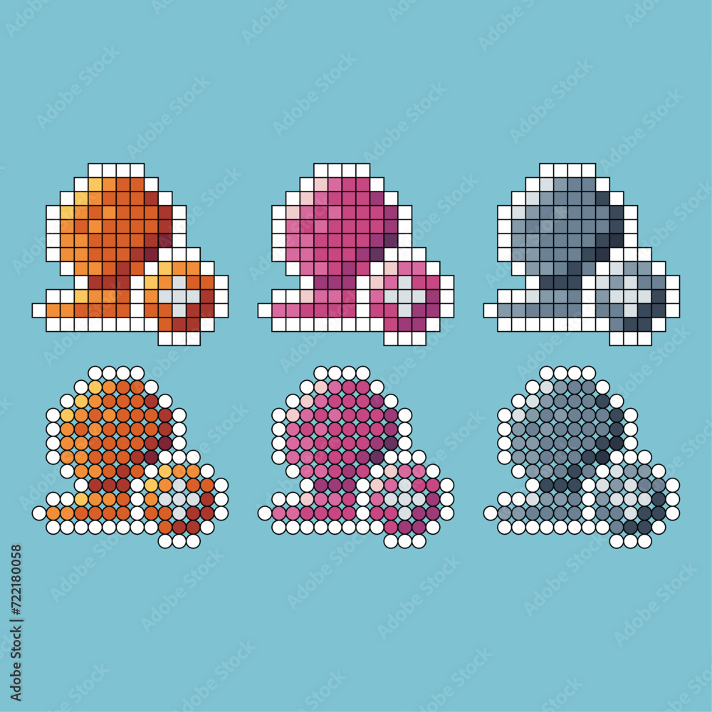 Poster pixel art stroke sets icon of add friend variation color.add friend icon on pixelated style. 8bits p