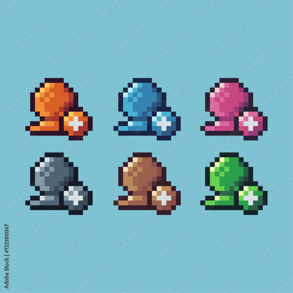 Poster pixel art sets icon of add friend variation color.add friend icon on pixelated style. 8bits perfect 