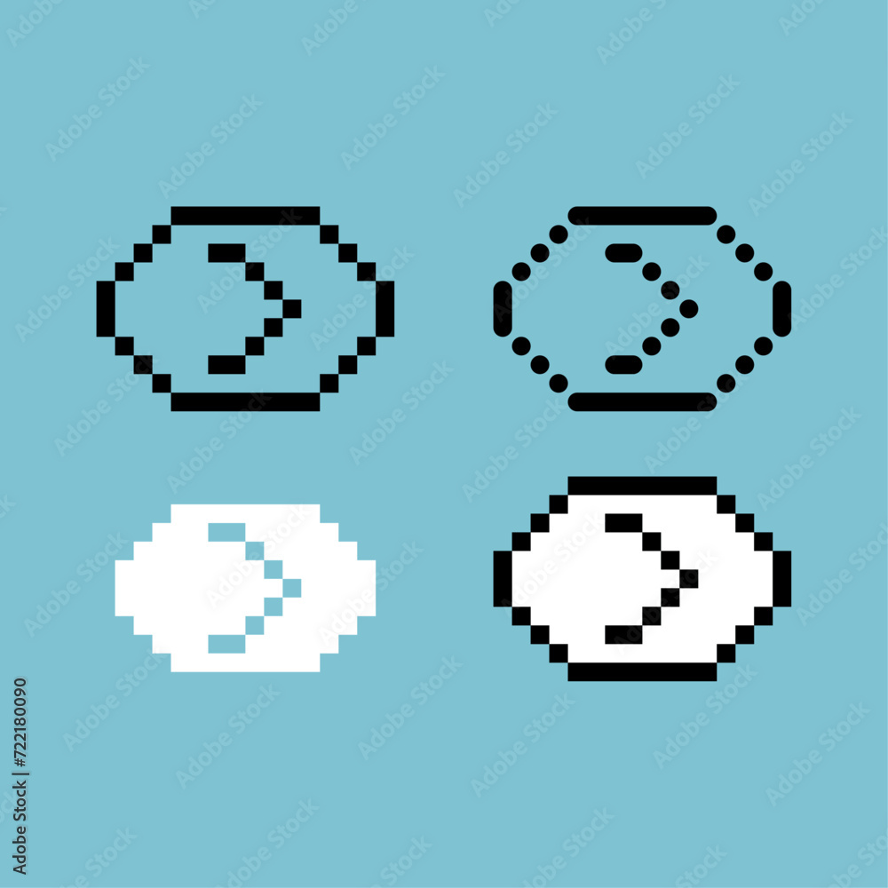 Fototapete pixel art outline sets icon of next button variation color. next icon on pixelated style. 8bits perf