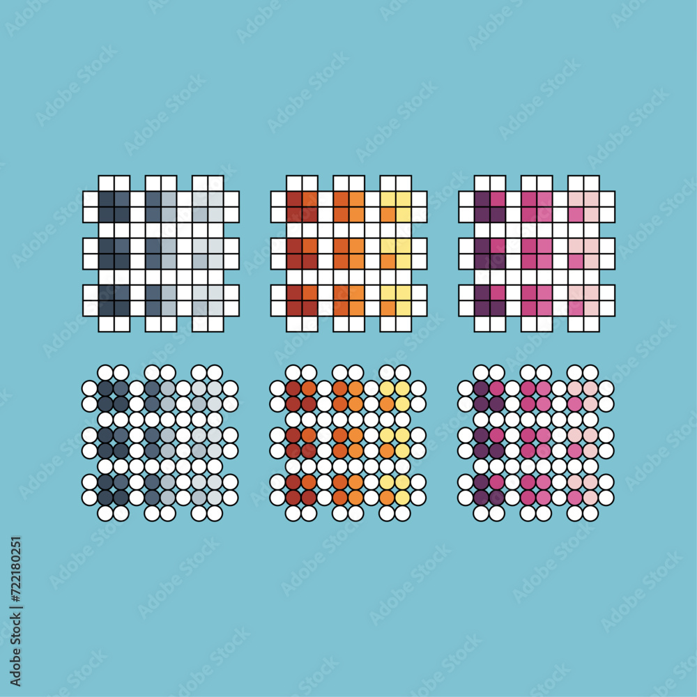 Fototapete pixel art stroke sets icon of grid icon variation color. grid icon on pixelated style. 8bits perfect