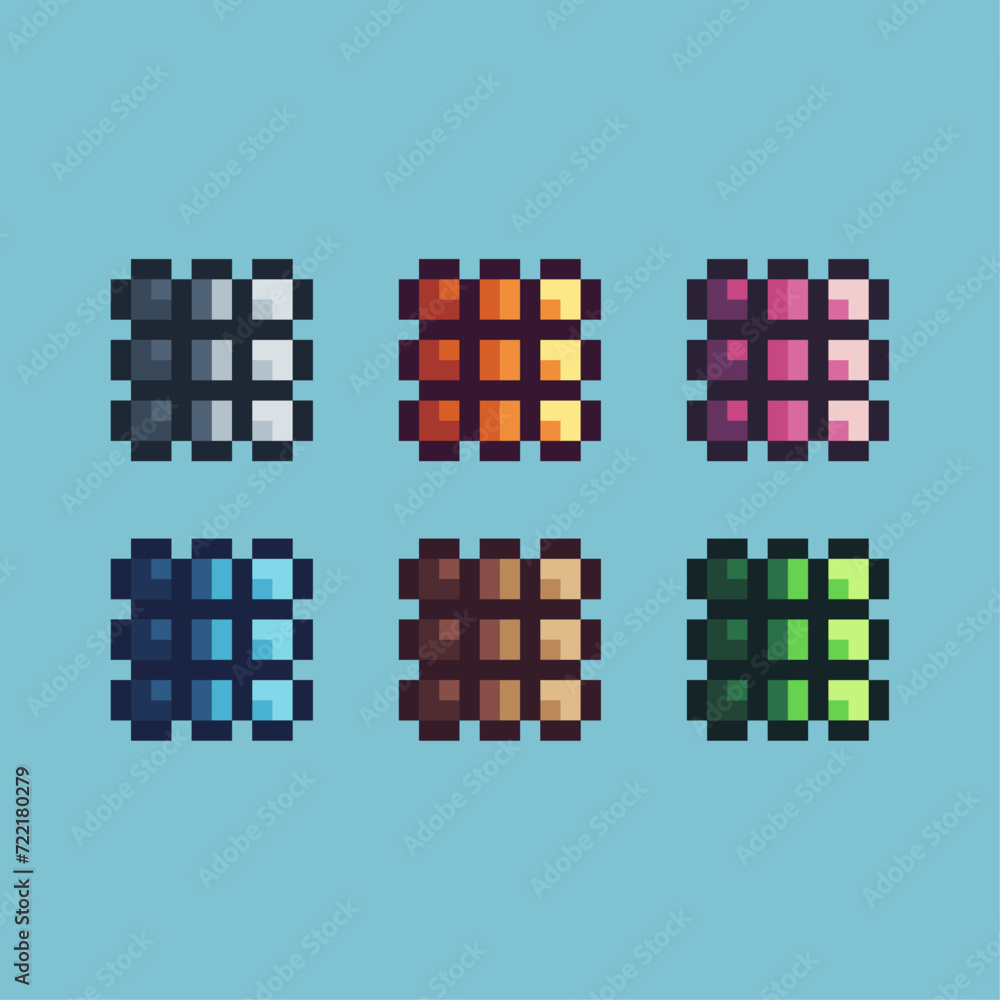 Fototapete pixel art sets icon of grid icon variation color. grid icon on pixelated style. 8bits perfect for ga