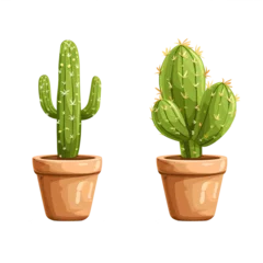 Selbstklebende Fototapete Kaktus im Topf Cactuses in pots isolated on transparent background