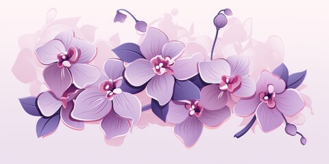 Fototapeta na wymiar Periwinkle vector illustration cute aesthetic old orchid paper with cute orchid flowers