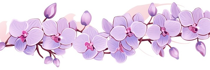 Fototapeta na wymiar Periwinkle vector illustration cute aesthetic old orchid paper with cute orchid flowers