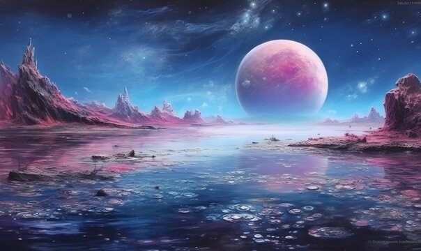 Fantasy romantic moon, abstract magic background