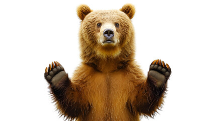 a surprise bear on isolated white background, copy space, generative ai