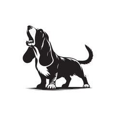 Paws of Poise: Basset Hound Animal Silhouette Collection Celebrating the Graceful Stance of Canine Royalty - Basset Hound Silhouette - Basset Hound Illustration - Basset Hound Vector - Dog Silhouette
