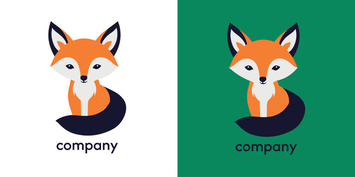 The logo is colored with the image of a fox. Fox face, element design, cute flat style