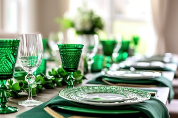 Table set for St. Patrick's Day celebration - obrazy, fototapety, plakaty